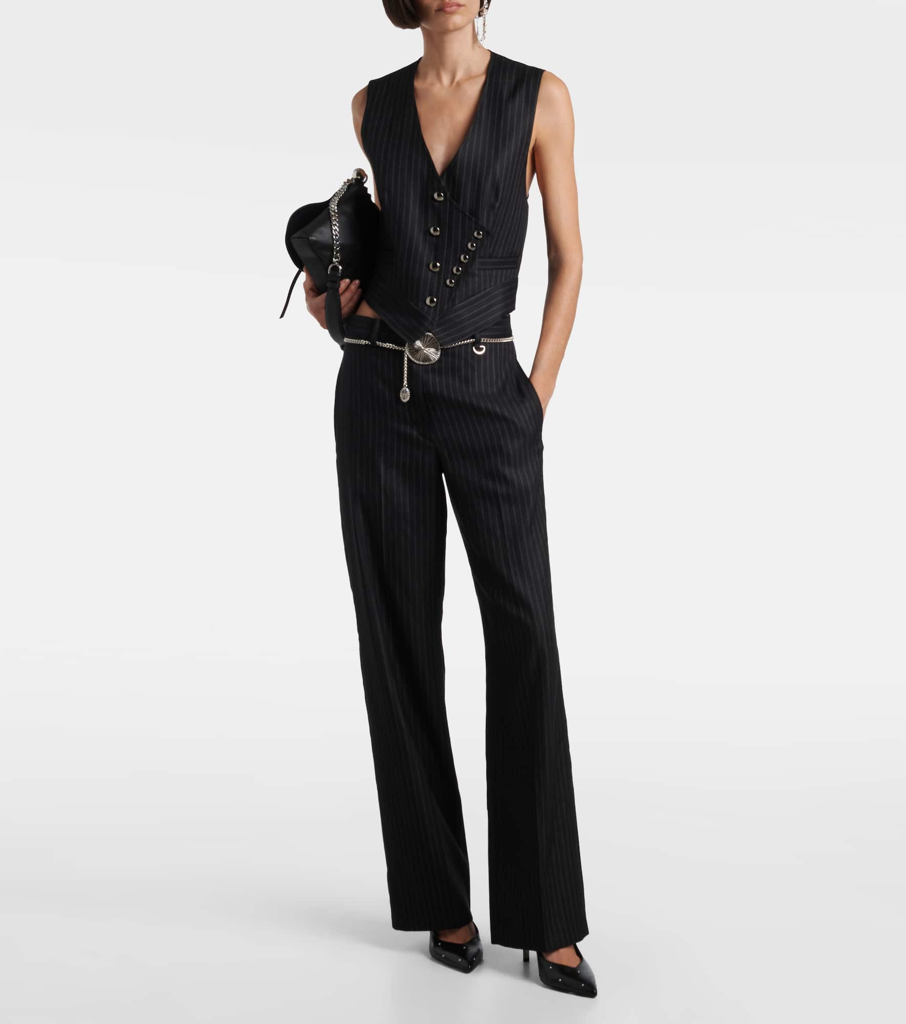 Noanda pinstriped wool-blend straight pants - 2