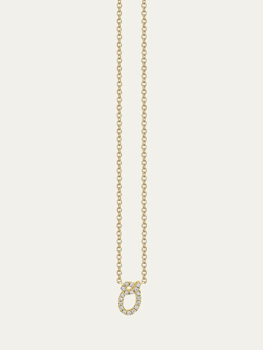 14k Diamond Pave Initial Necklace - 1