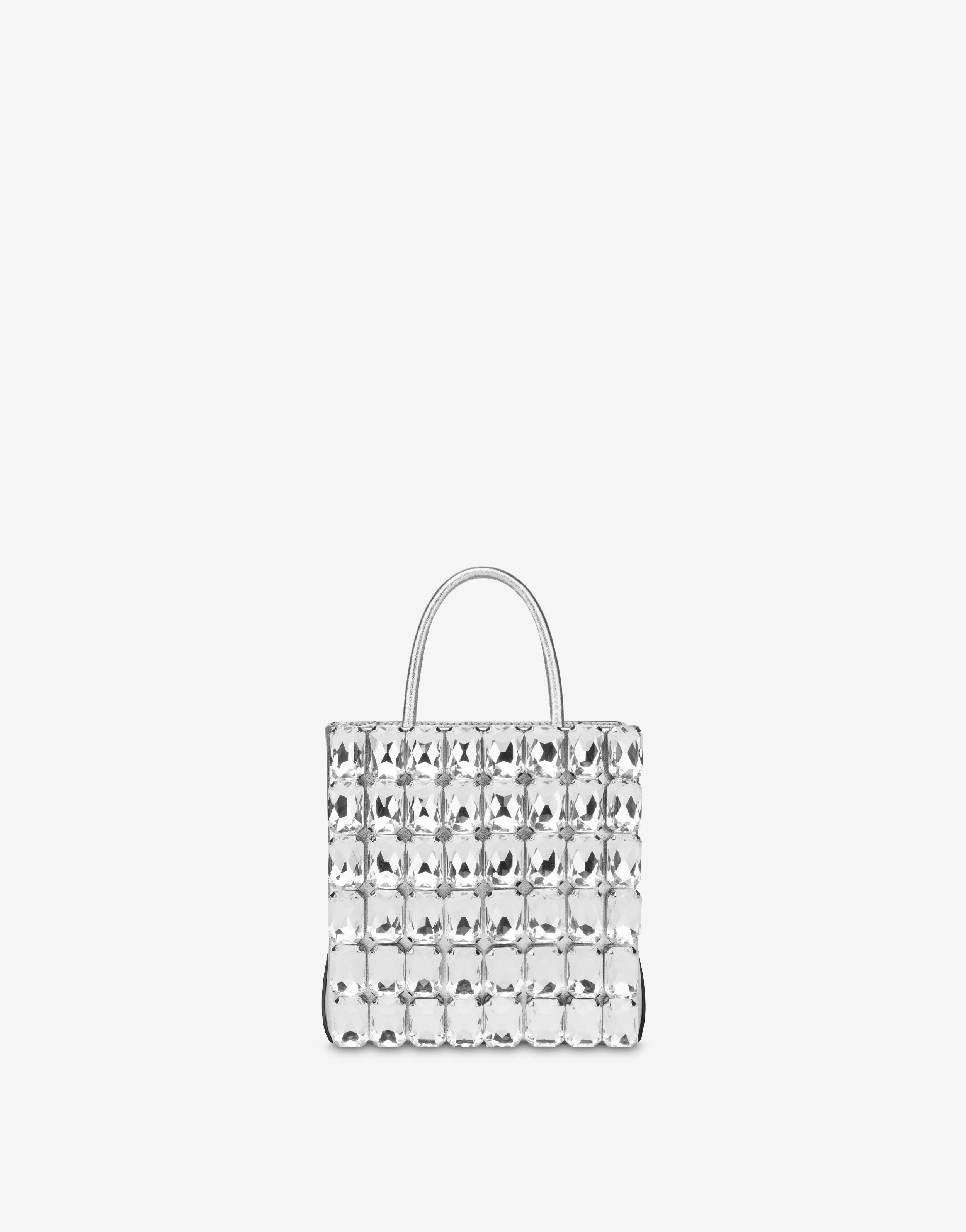 SMALL LAMINATED SHOPPER WITH JEWEL STONES - 1