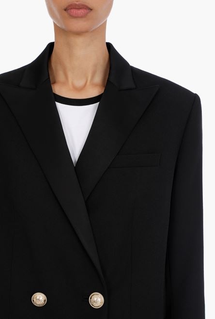 Black wool blazer with gold-tone double-breasted buttoned closure - 9