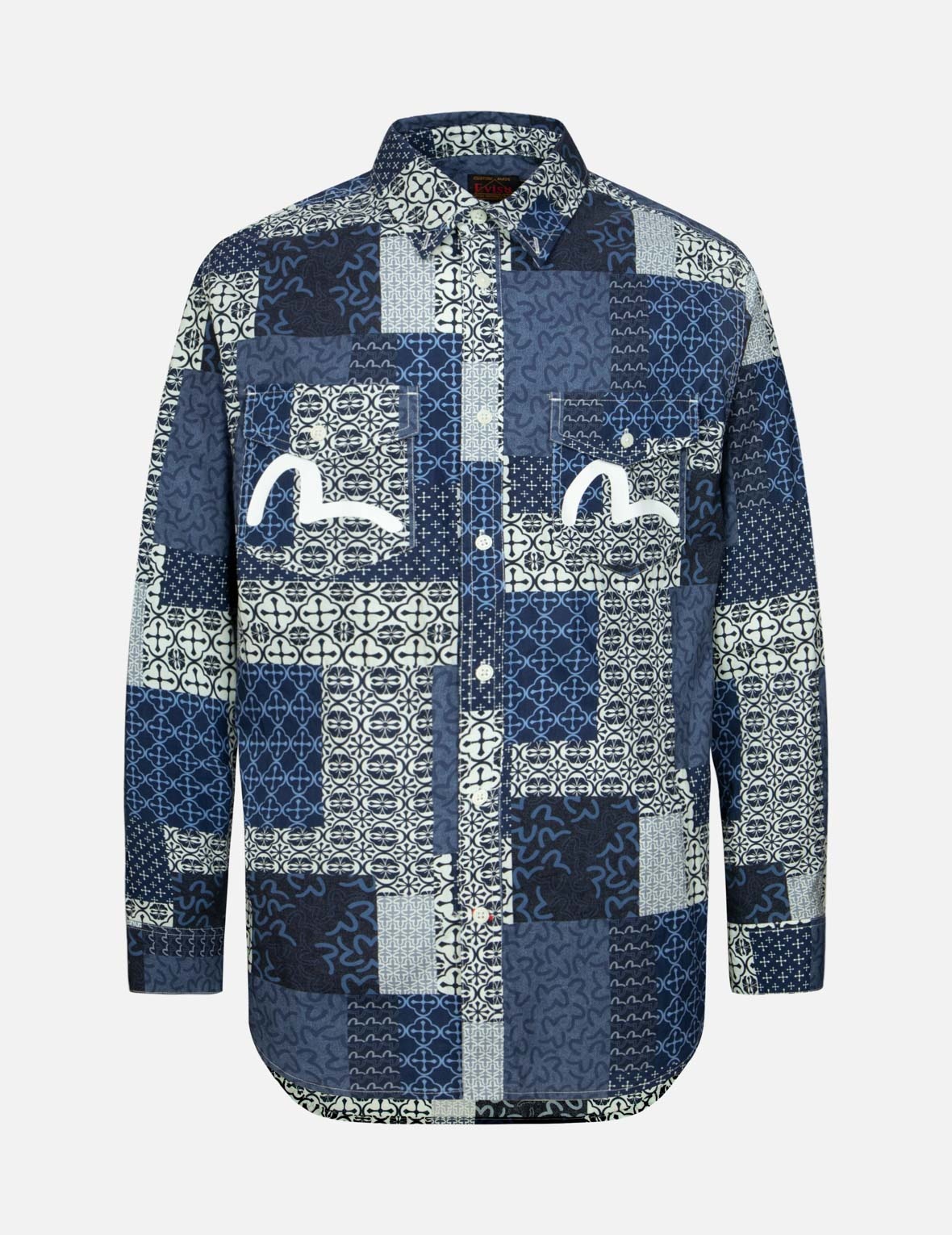ALLOVER DERMATOGLYPHIC BLOCK AND SEAGULL PRINT RELAX FIT SHIRT - 1