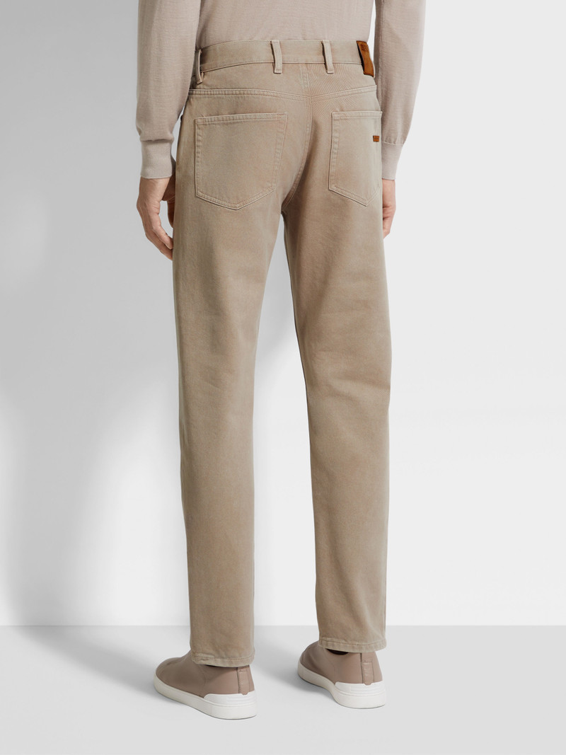 LIGHT TAUPE COTTON AND CASHMERE ROCCIA PANTS 5