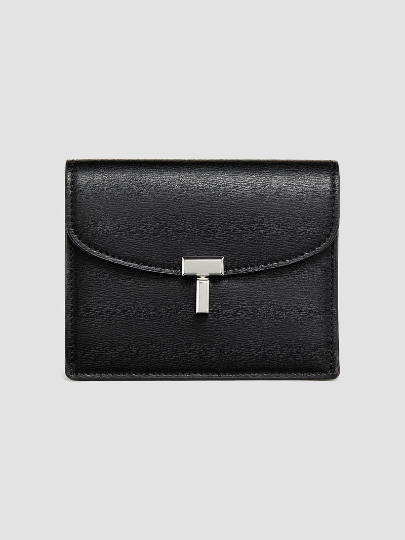 Women's T-Lock Leather Cardholder - Black 1