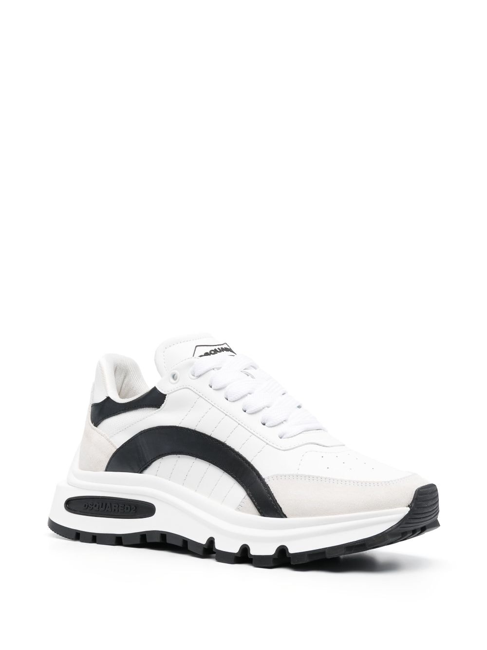 panelled leather sneakers - 2