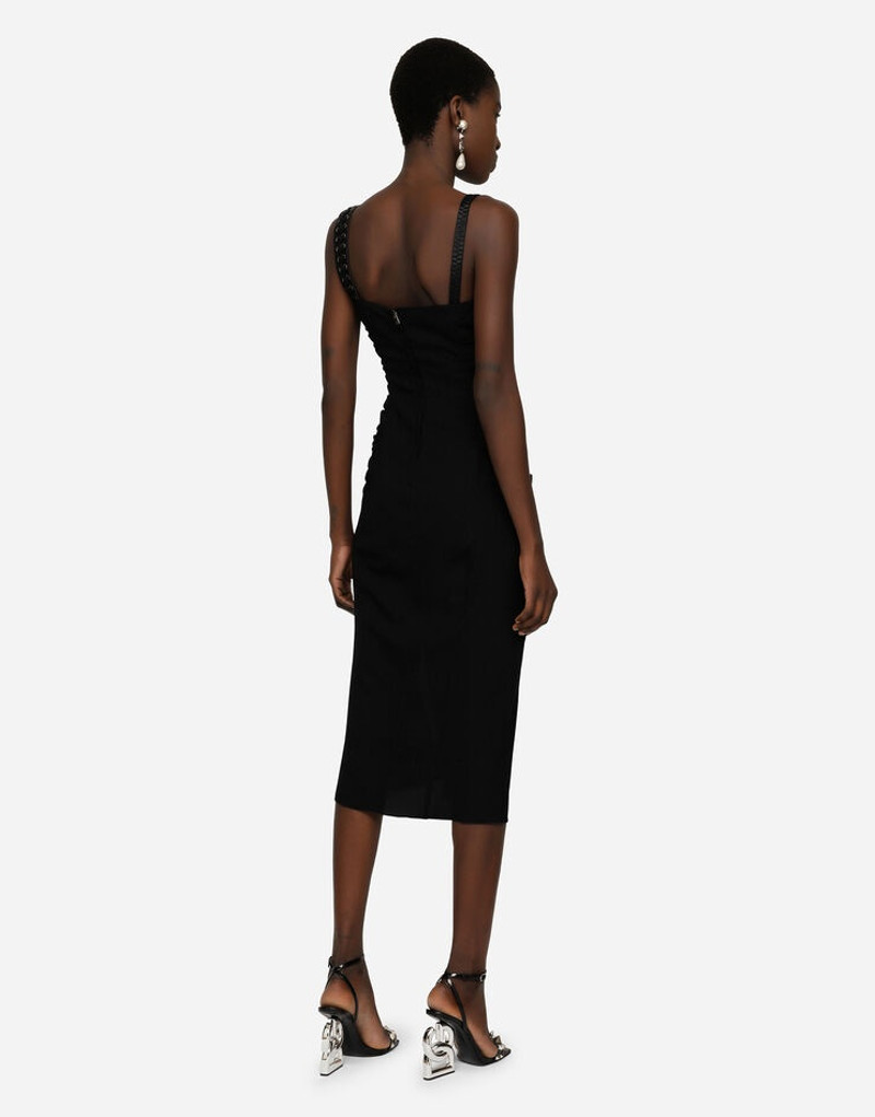 Sable calf-length dress with laces and eyelets 5