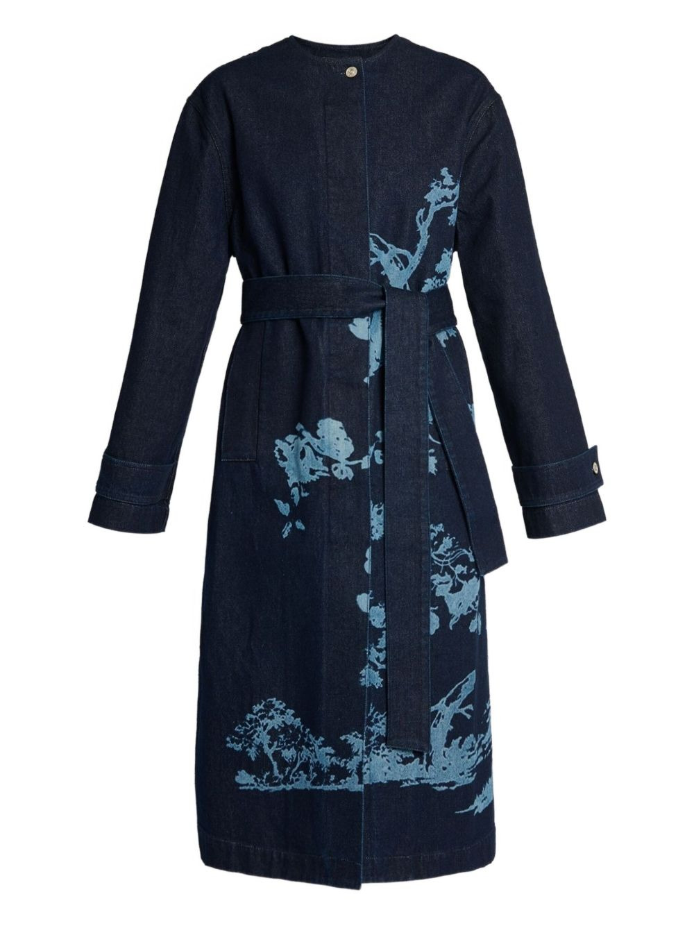 floral-print belted coat - 1