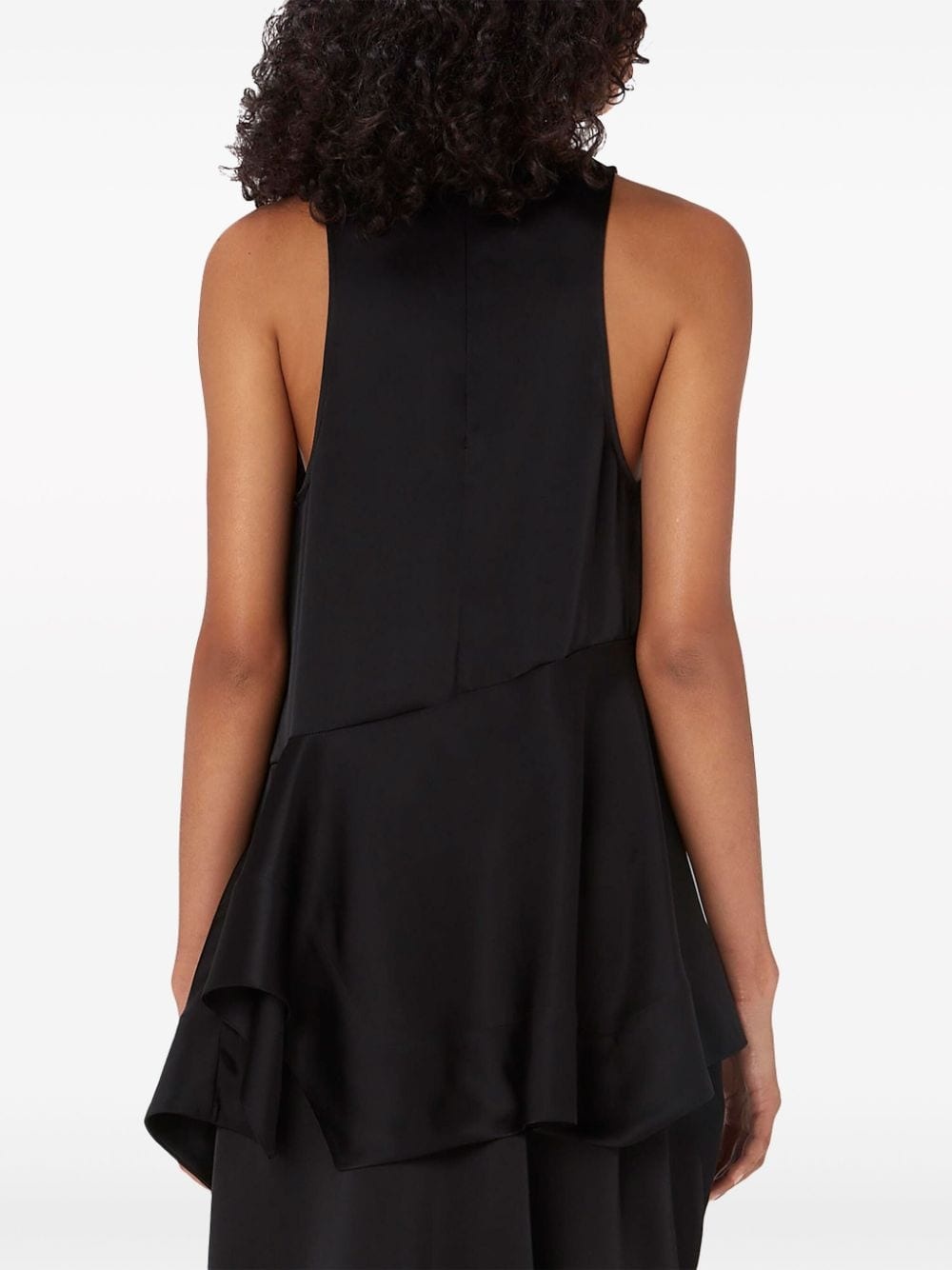 ruffle-hem satin sleeveless top - 4