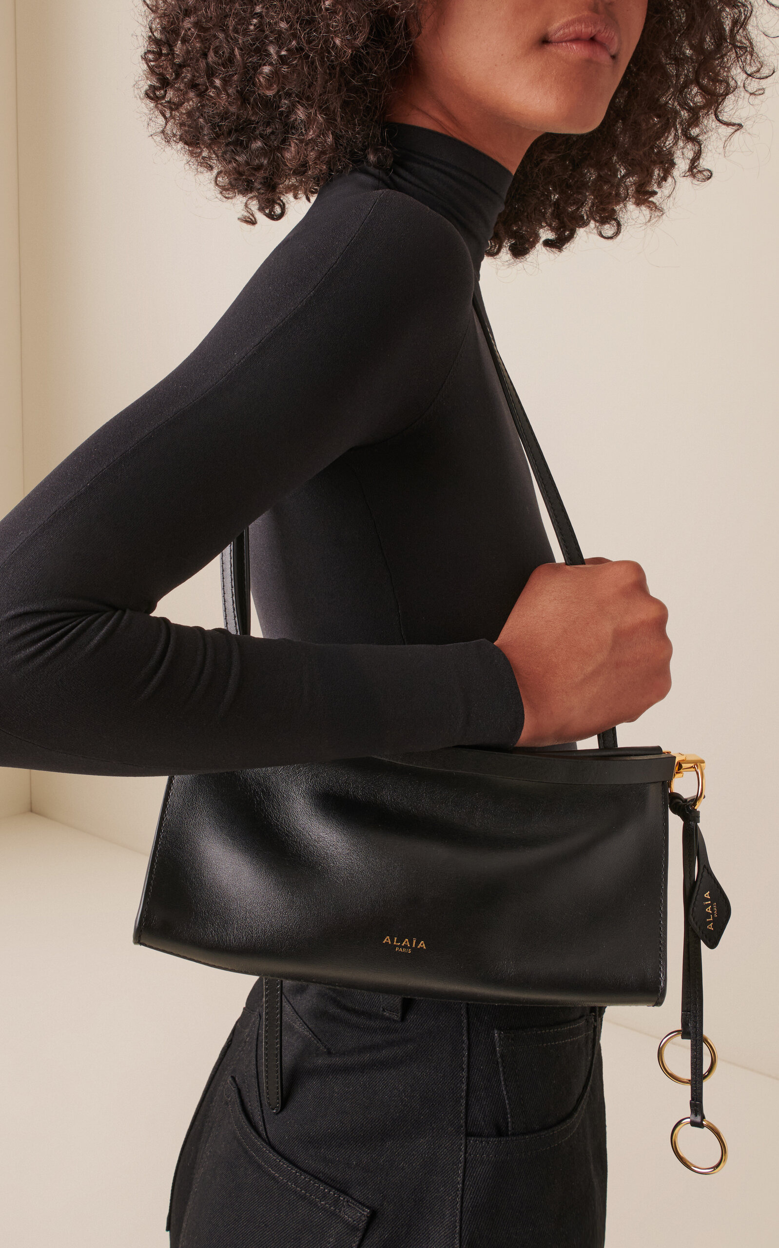 Le Click Medium Leather E/W Shoulder Bag black - 2