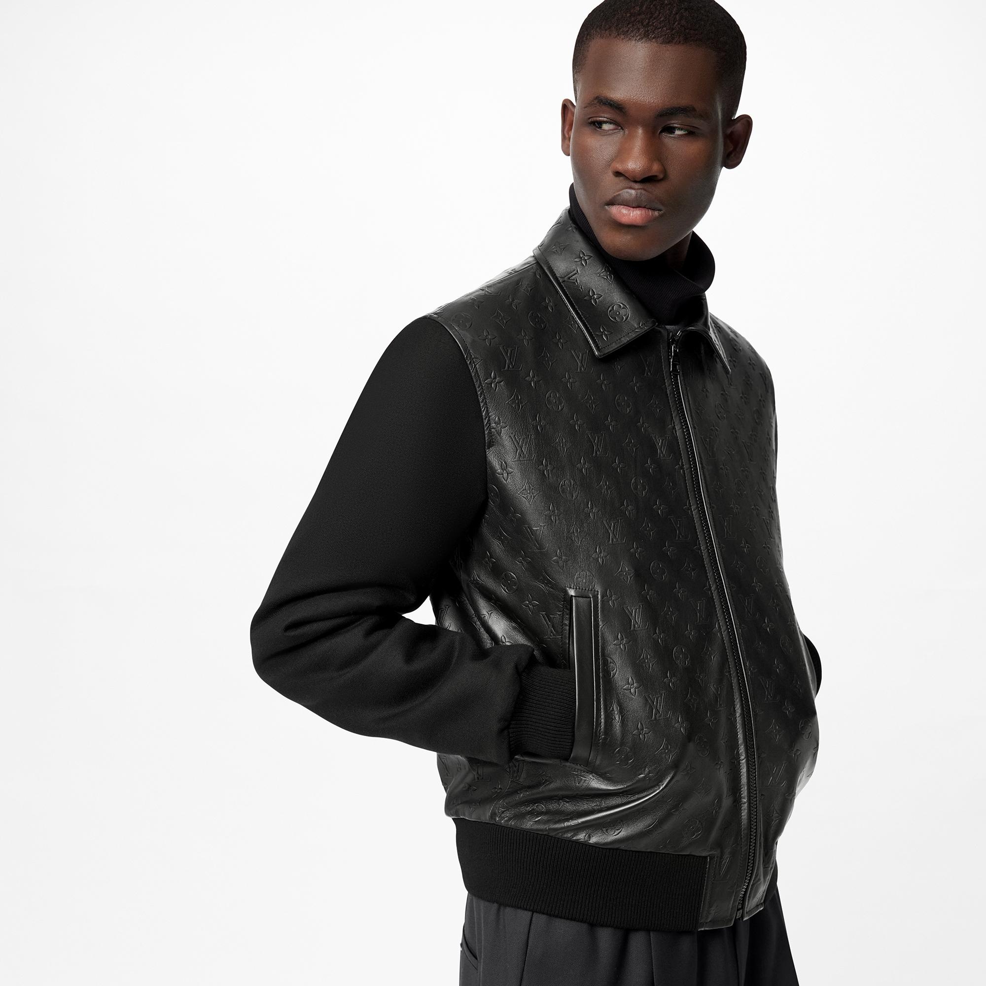 LVSE Embossed Monogram Mix Leather Blouson - 3