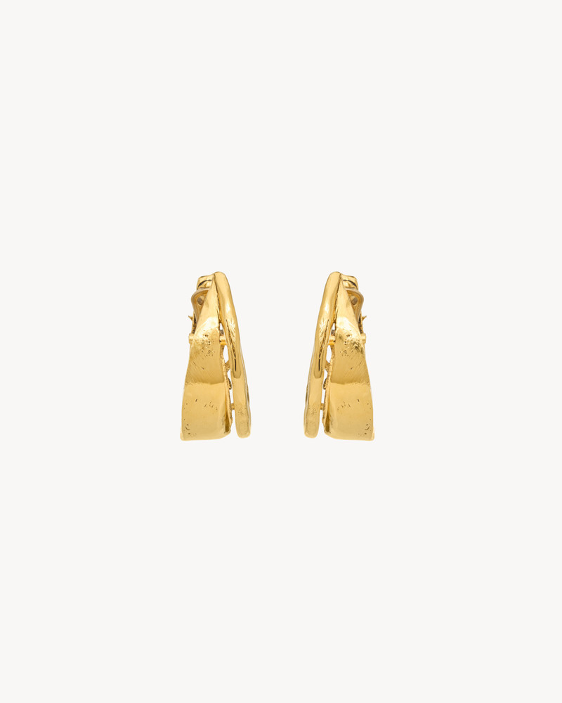 SAINT LAURENT SMALL CASSANDRE EARRINGS IN METAL outlook