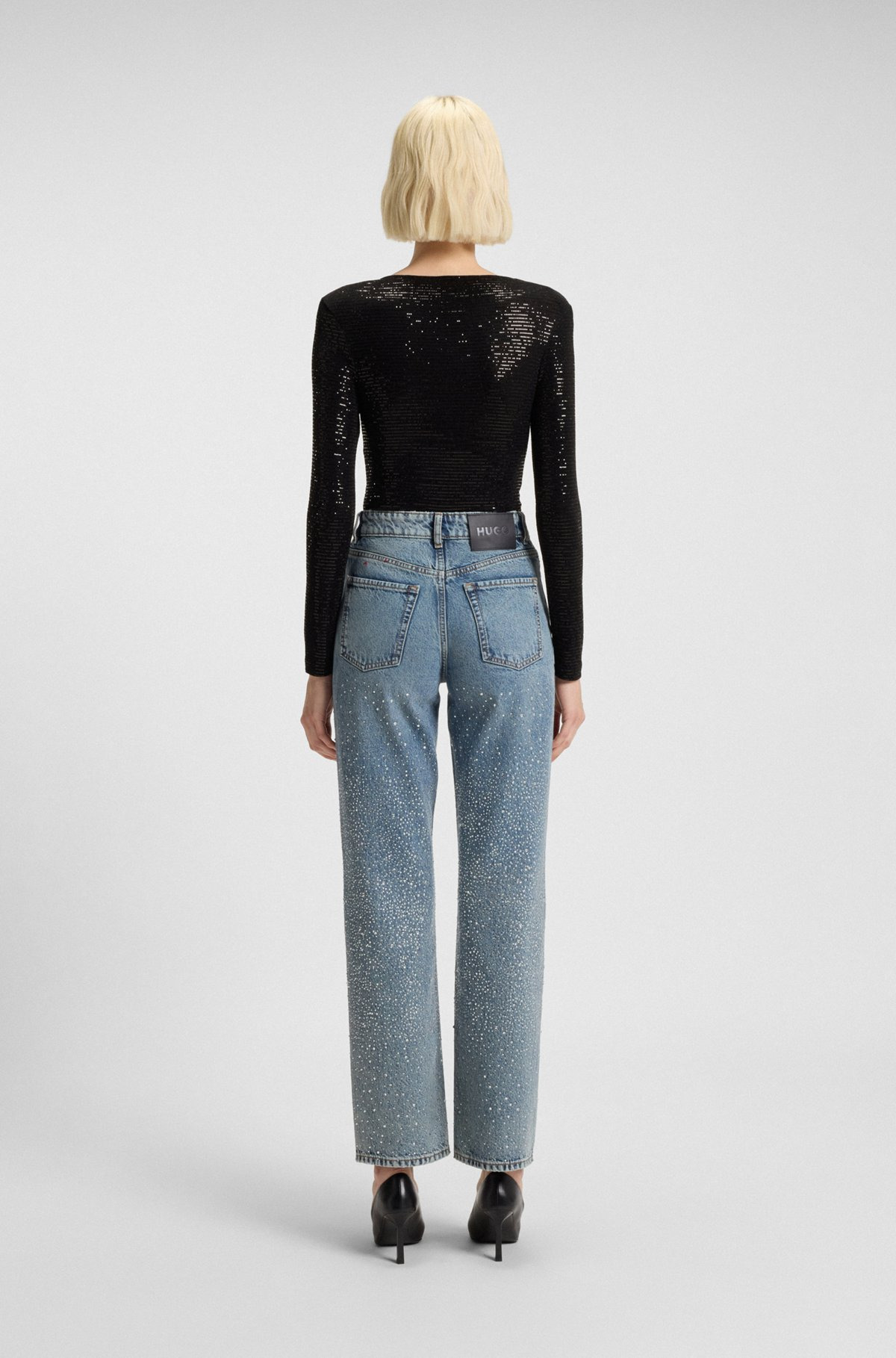 SPARKLING BODYSUIT IN STRETCH JERSEY WITH STACKED-LOGO TRIM - 4