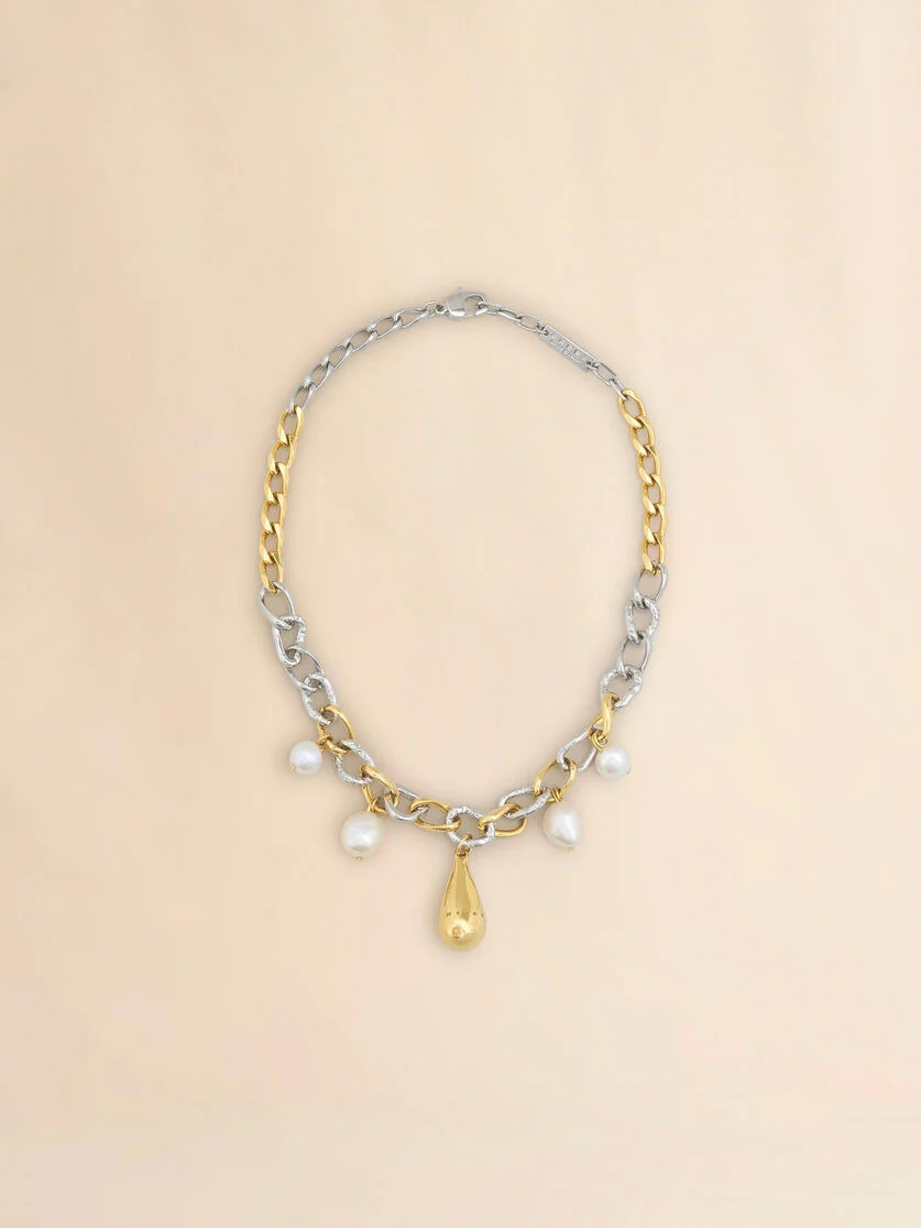 MIXED CHAIN NECKLACE WITH PEARLS - 1