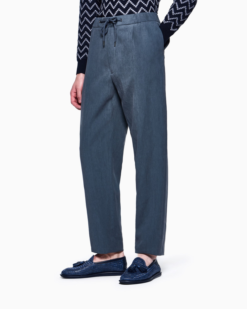 GIORGIO ARMANI SINGLE-PLEAT, LINEN-CANVAS 트레이너 outlook