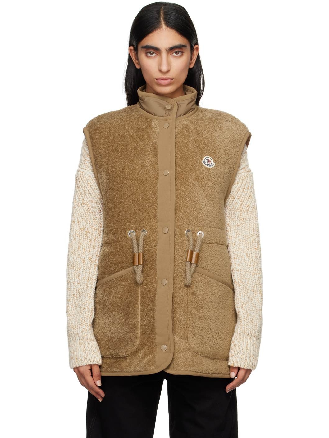 Tan Bost Teddy Faux-Shearling Down Vest - 1