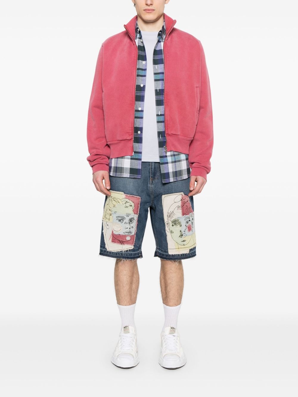 patchwork denim shorts - 2