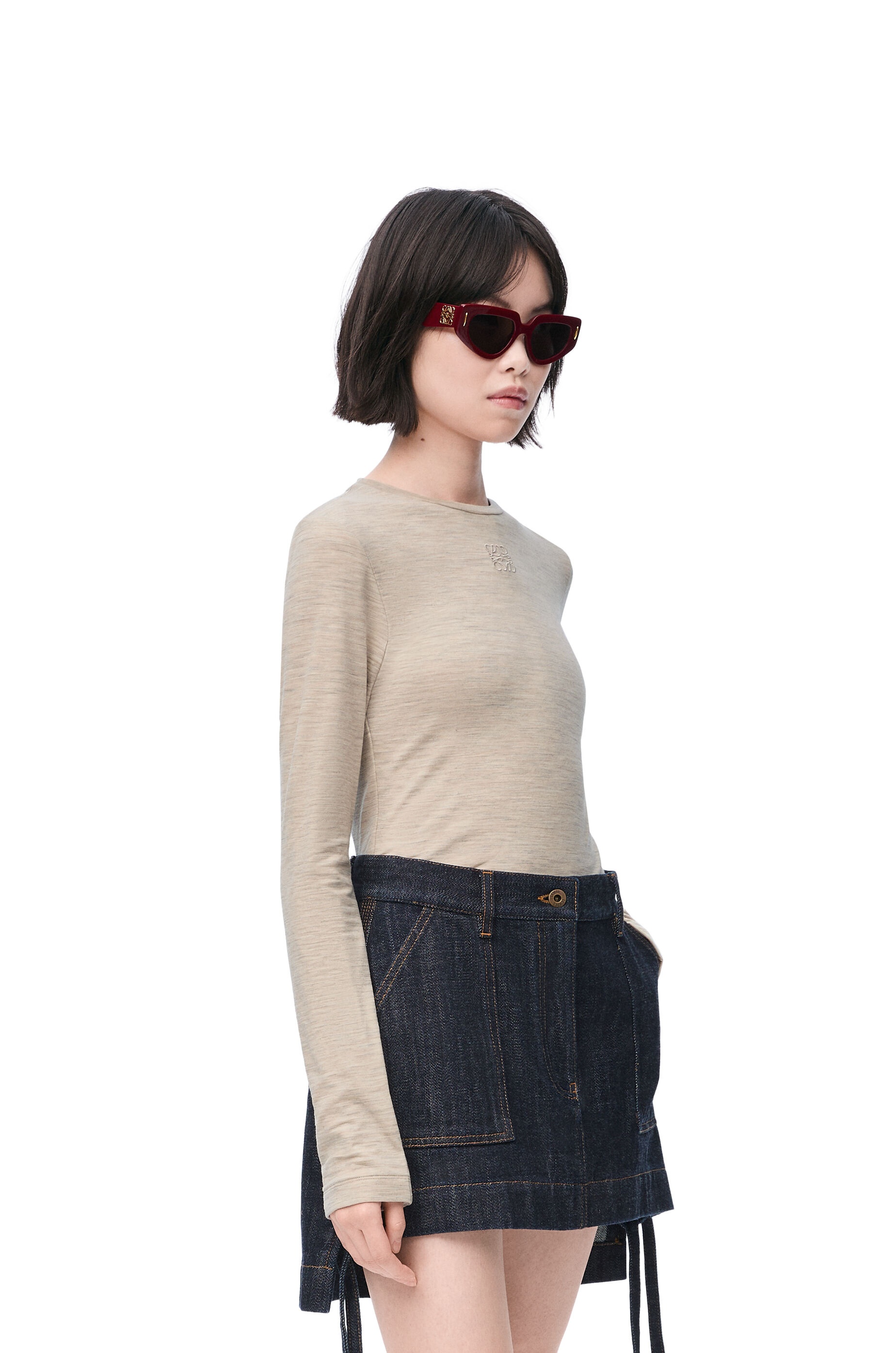 Long sleeve top in stretch wool - 3