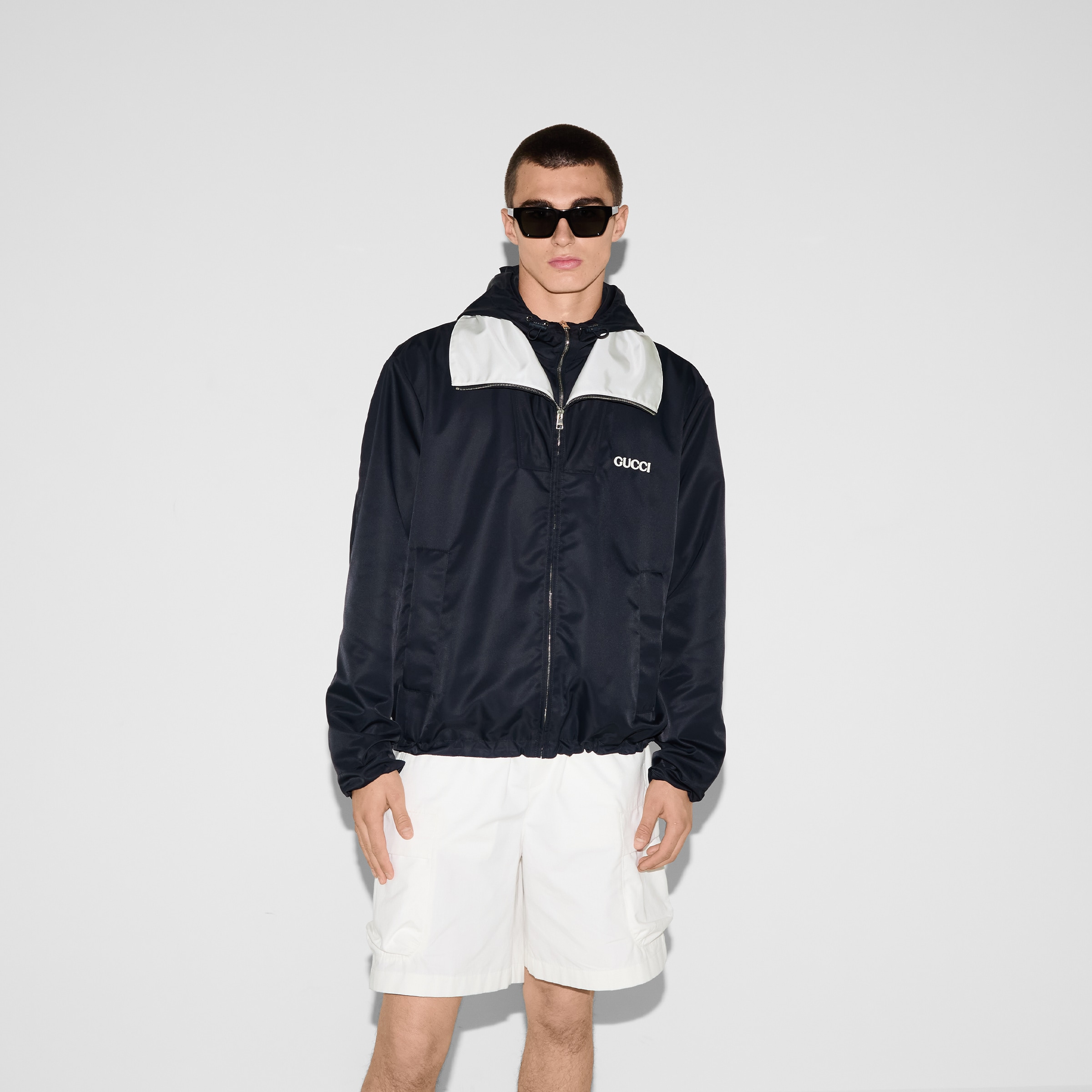 Nylon twill jacket with patch - 3