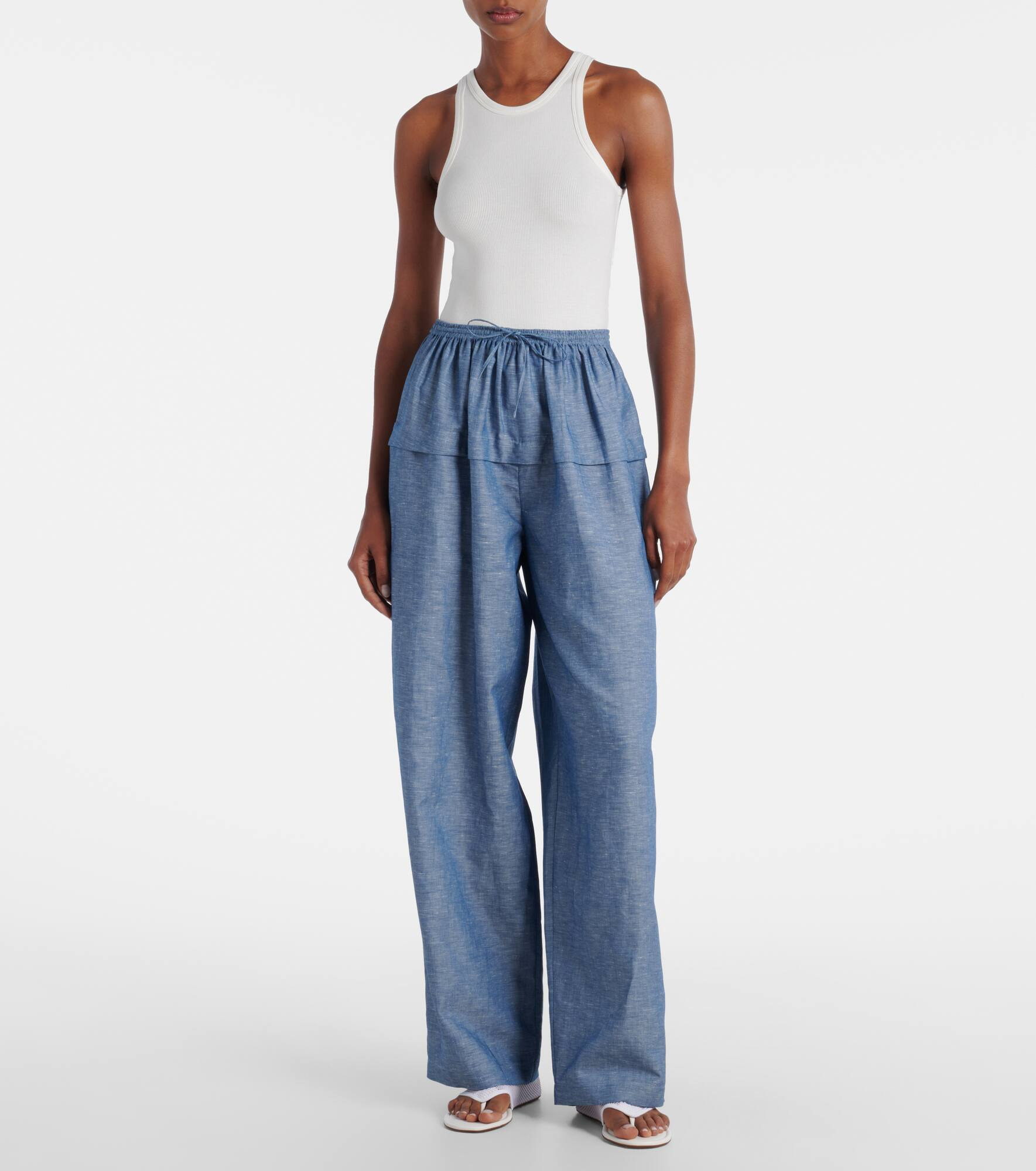 Cotton and linen wide-leg pants - 2