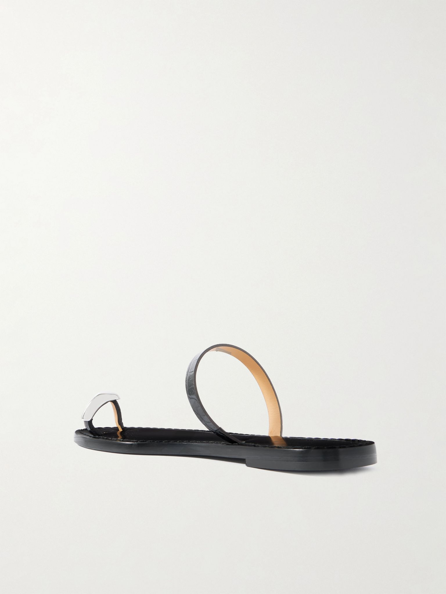 The Kibera embellished croc-effect leather sandals Black - 3