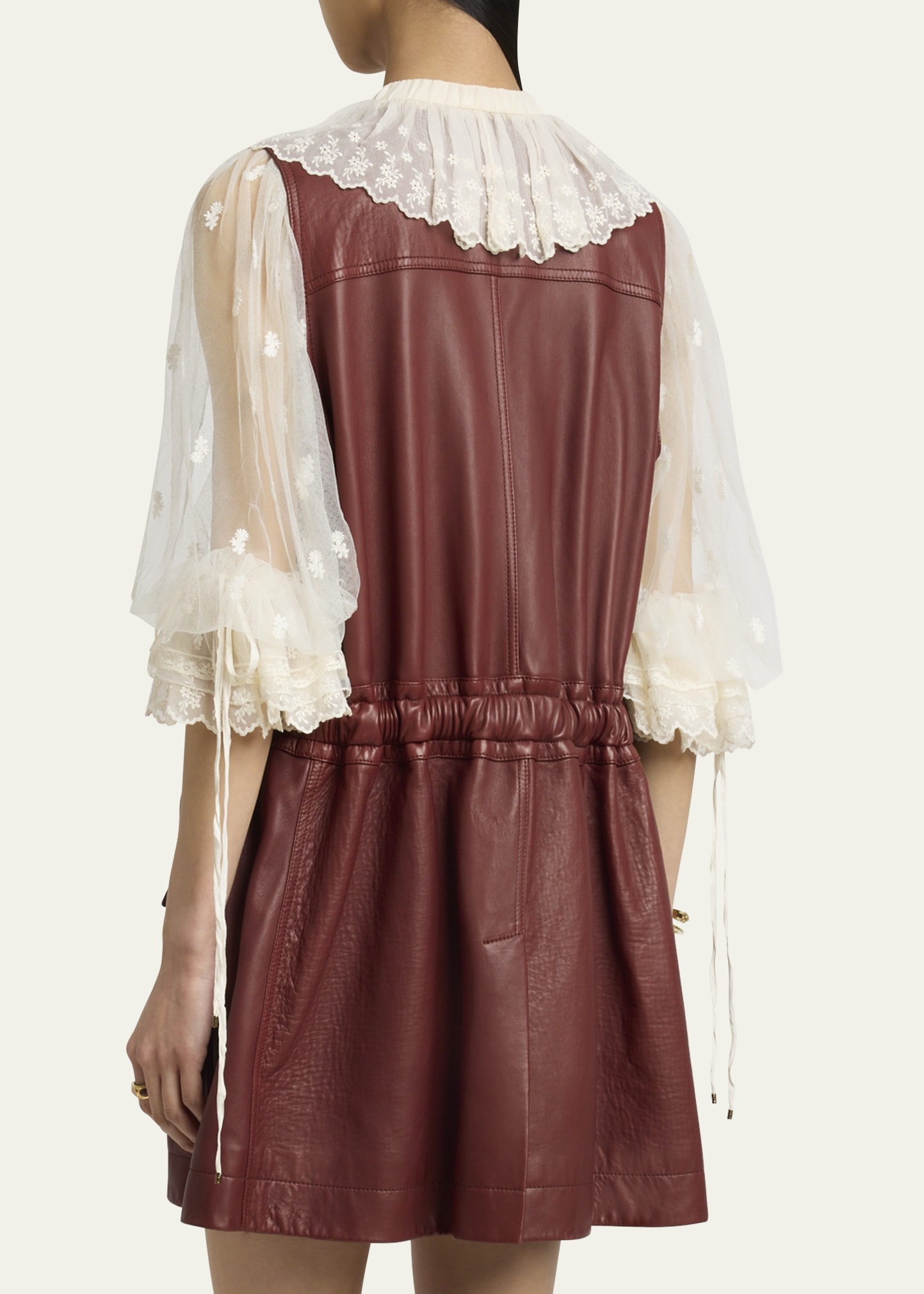 Leather Belted Utilitarian Vest - 3