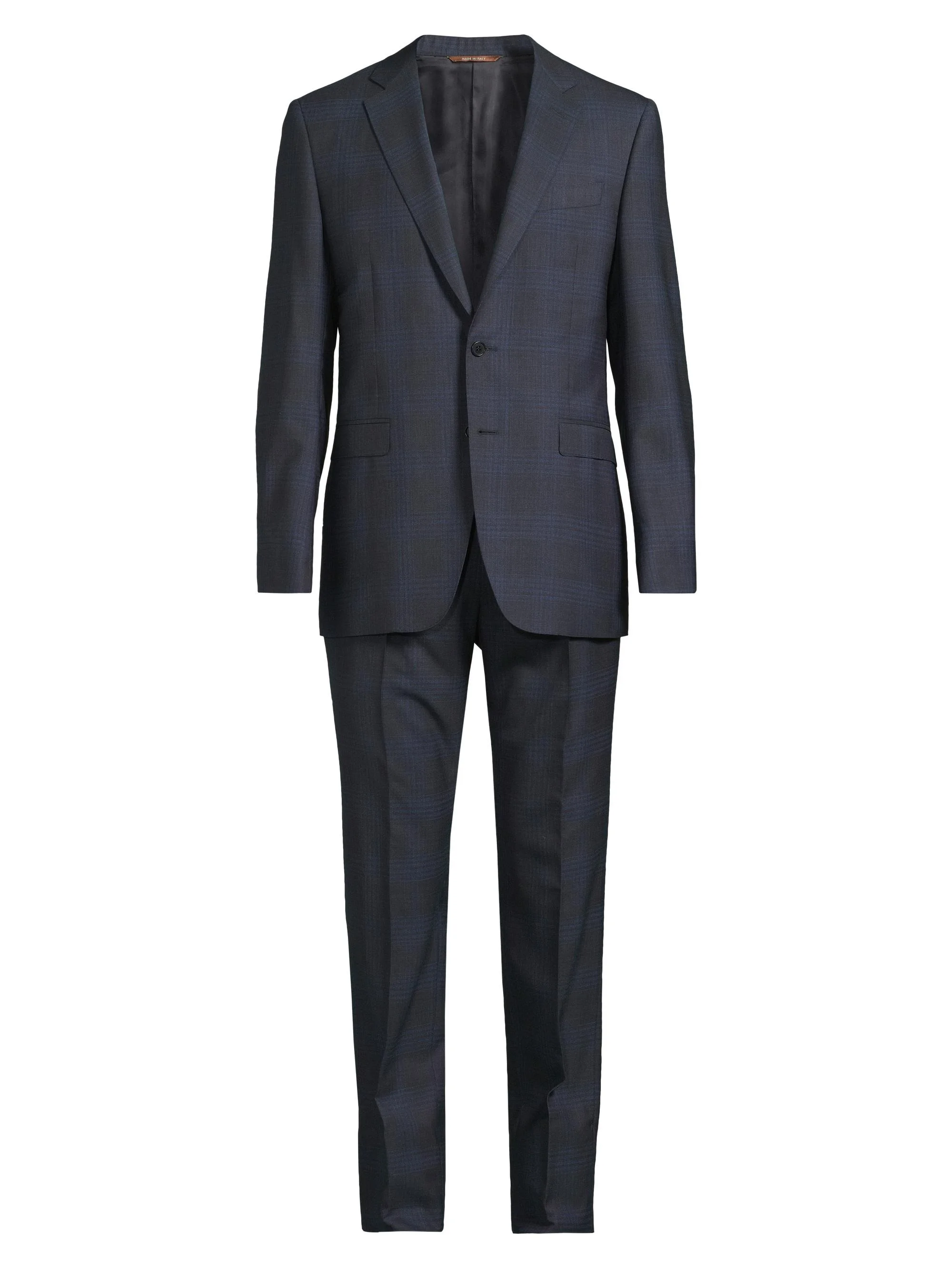 Men's Milano-Trim Fit Plaid Suit - Dark Blue - 1