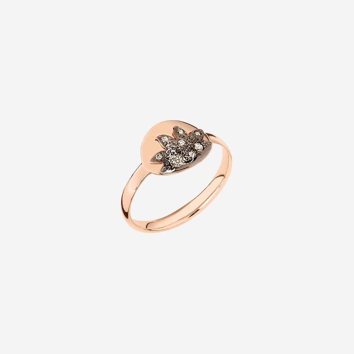 Rose Gold & Brown Diamond Moon & Sun Ring - 1