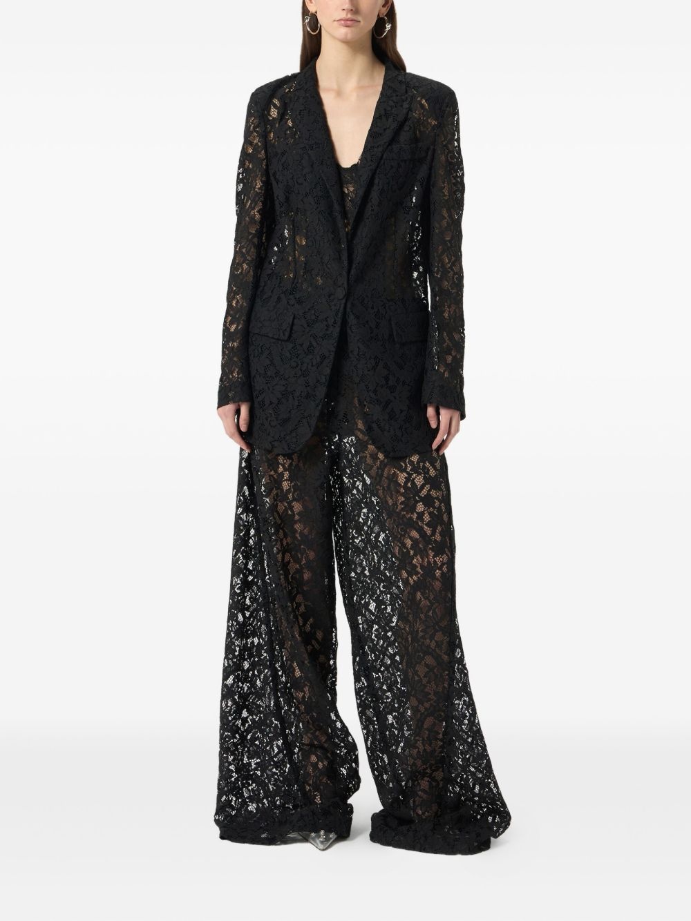 single-breasted floral-lace blazer - 2