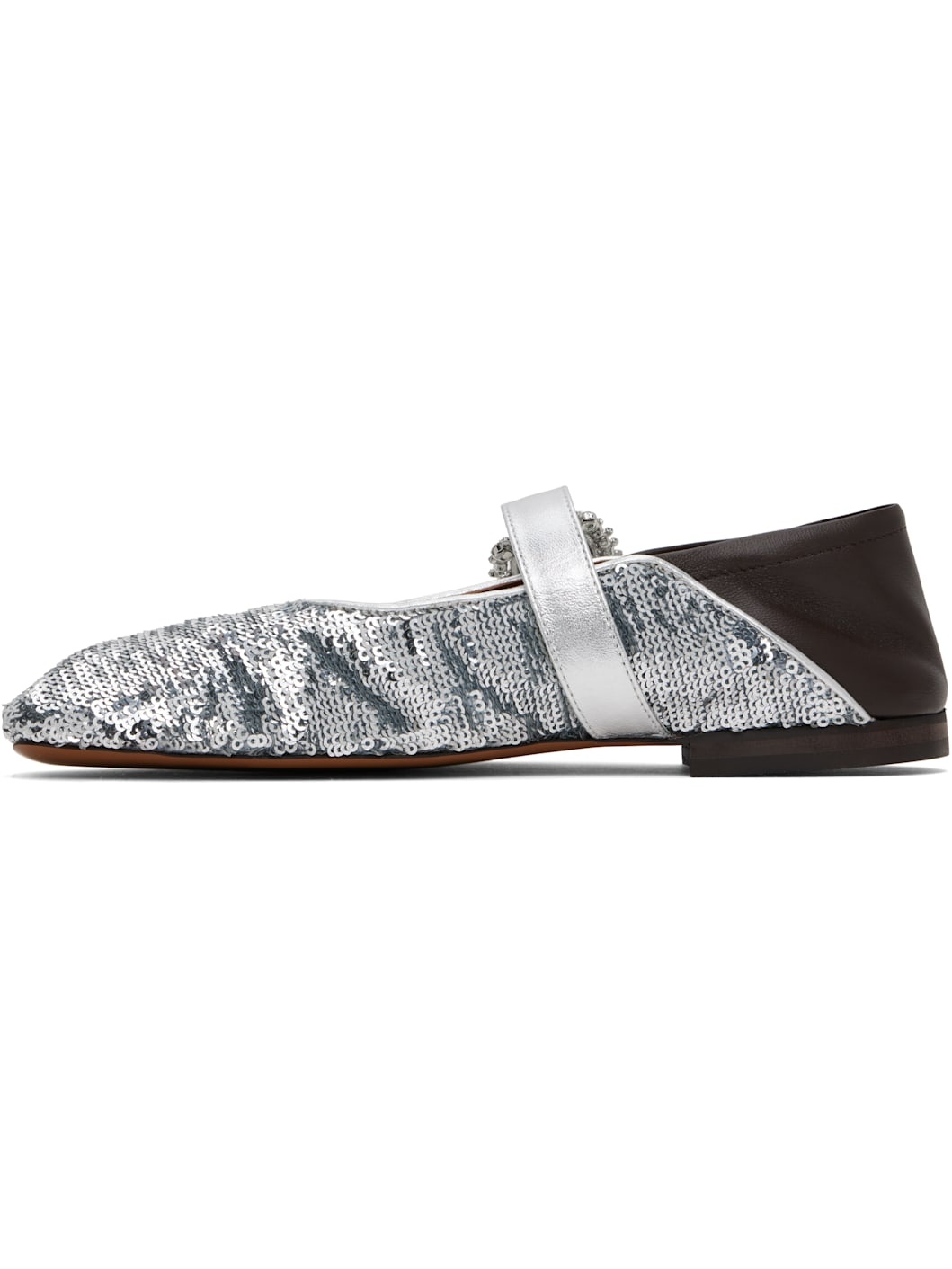 Silver & Brown Glide Ballerina Flats - 3