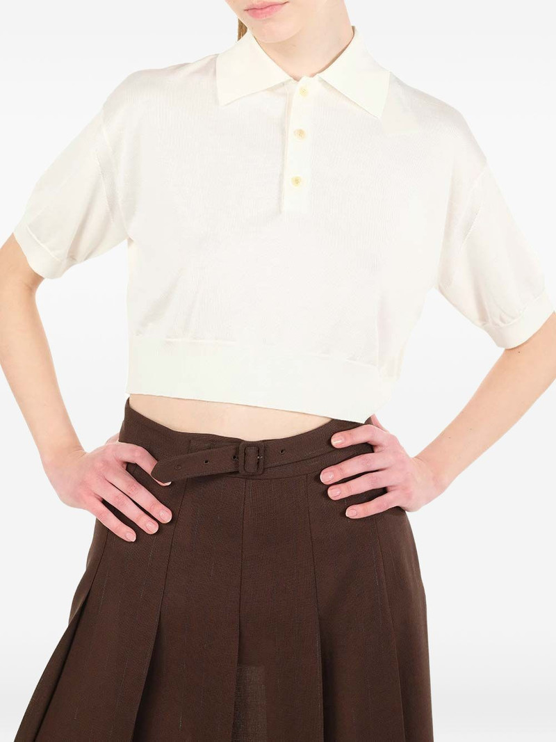 silk cropped polo shirt 5
