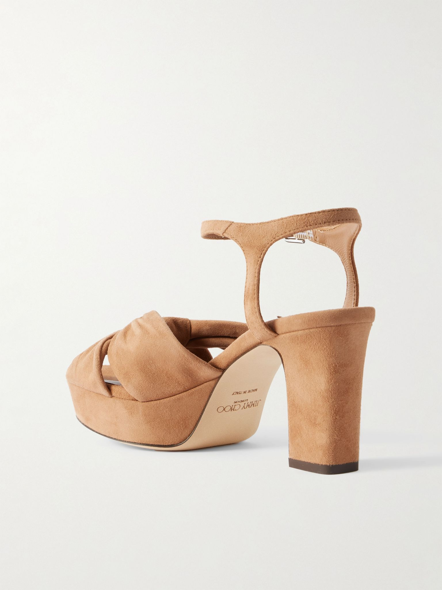 Heloise 80 knotted suede platform sandals Tan - 3
