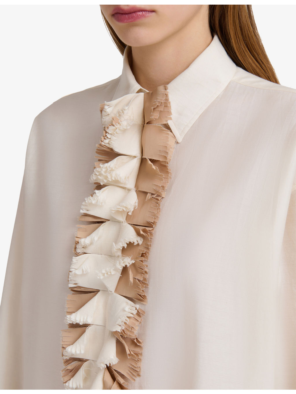 Ruffle-Panel Long-Sleeved Cotton-Blend Blouse - 5