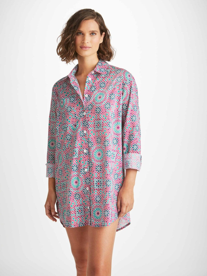 Derek Rose Women's Nightshirt Ledbury 69 Cotton Batiste Pink outlook