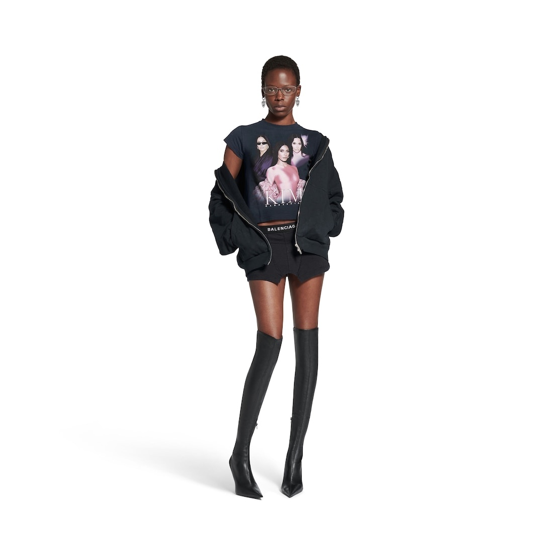 Women's Cut Off Brief Skirt in Black Faded - 2