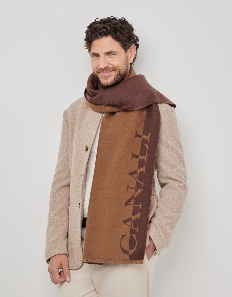 Canali BEIGE PURE WOOL DOUBLE EFFECT SCARF outlook