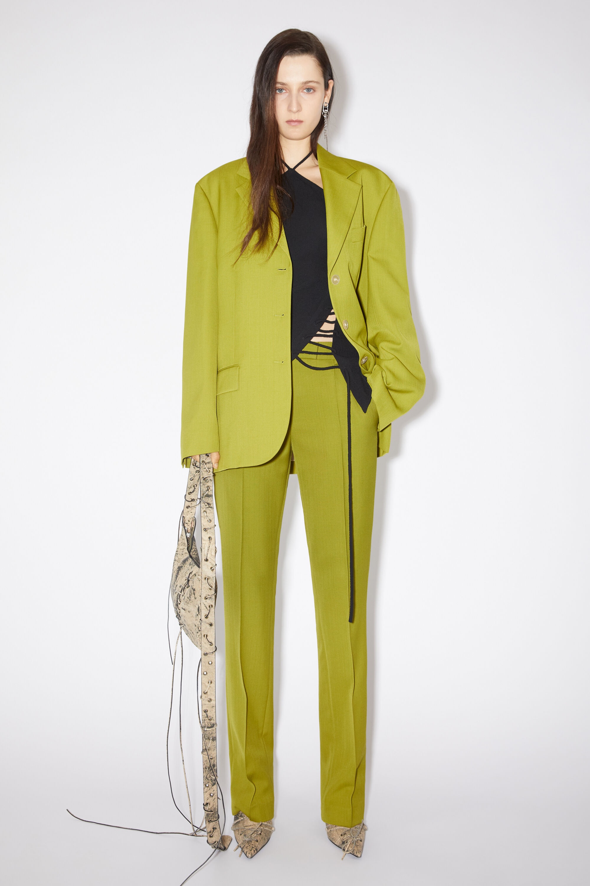 Narrow tailored trousers - Seaweed green - 2