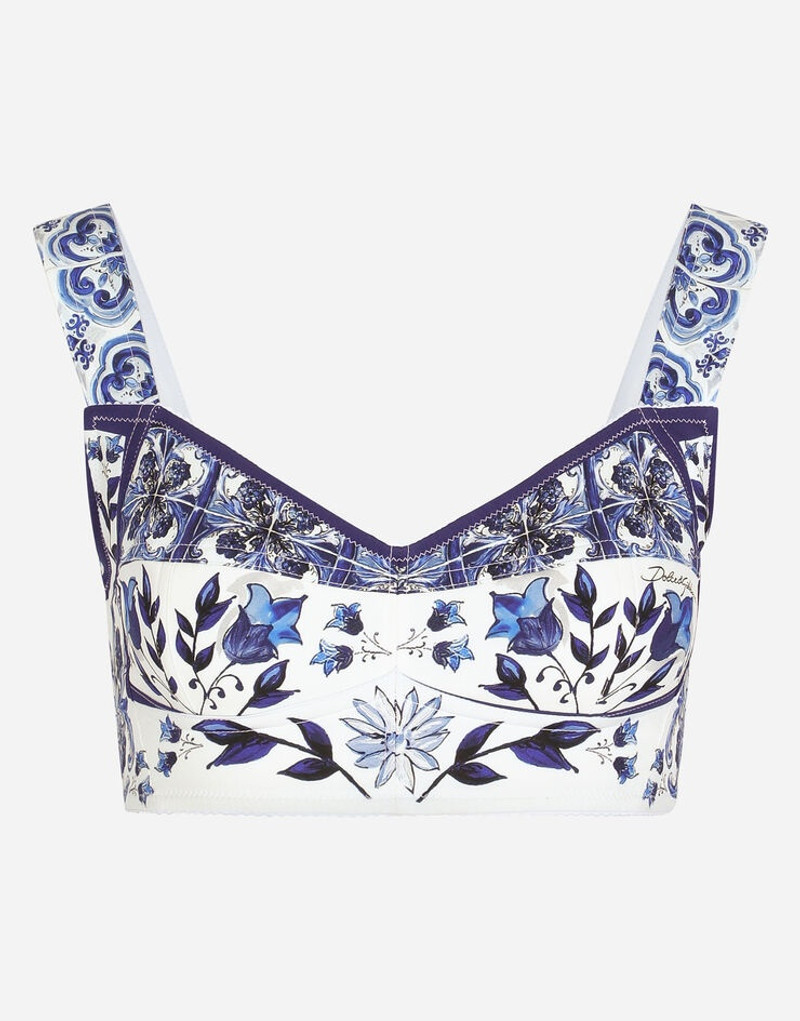 Majolica-print charmeuse top 4