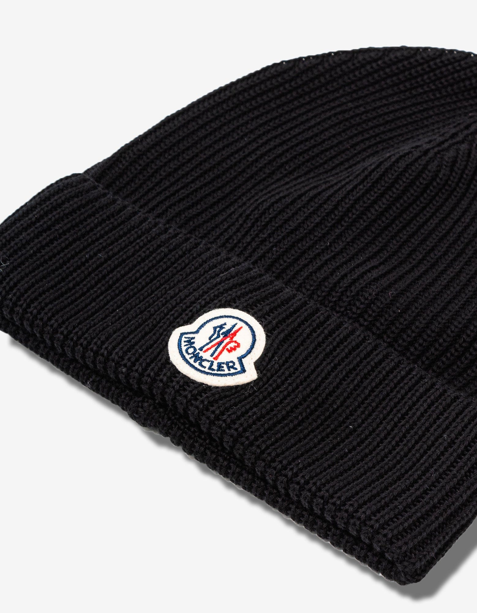 Moncler Black Ribbed Logo Beanie Hat - 3