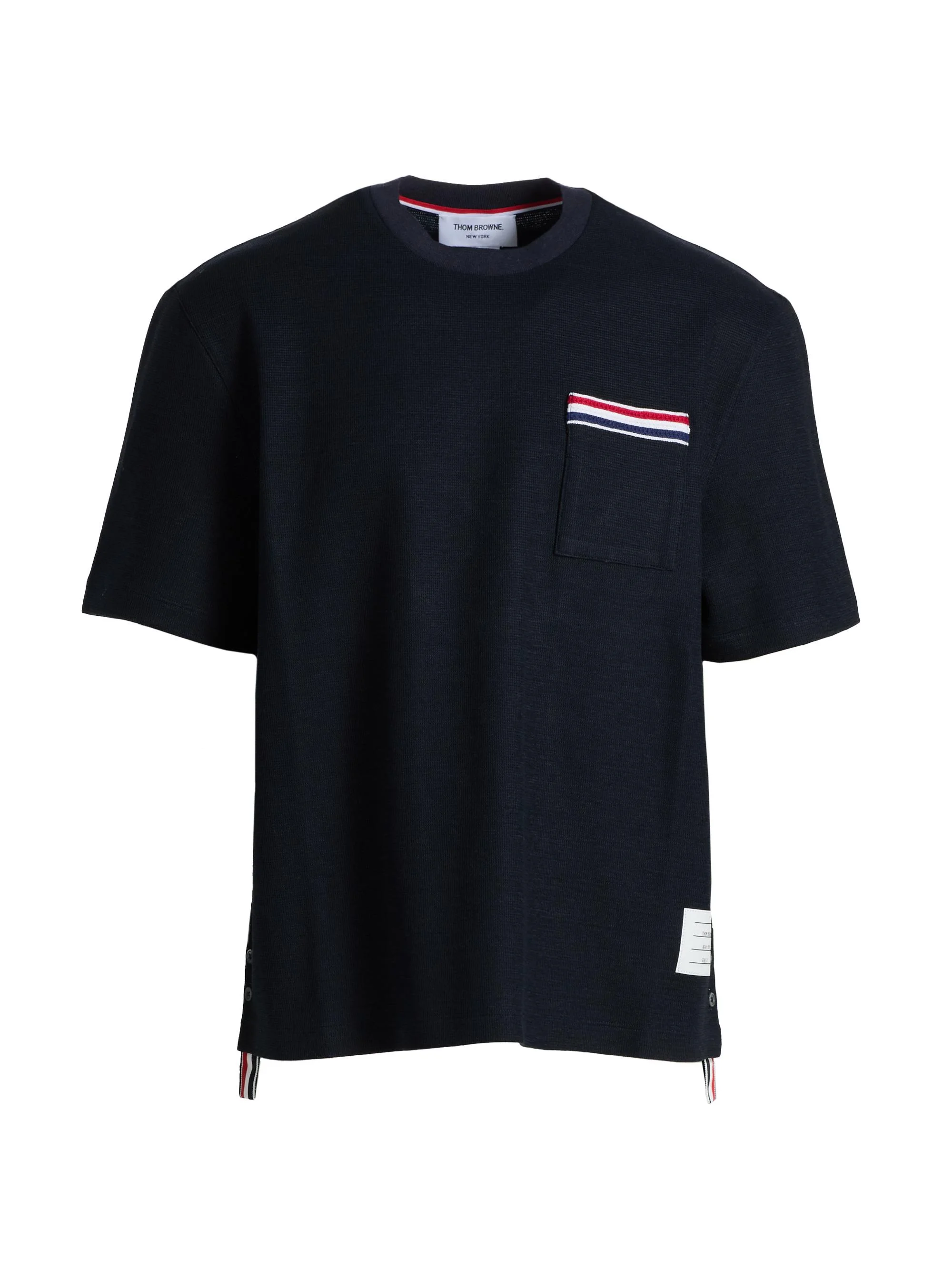 Men's RWB-Embroidered Textured Crewneck T-Shirt - Navy - 1