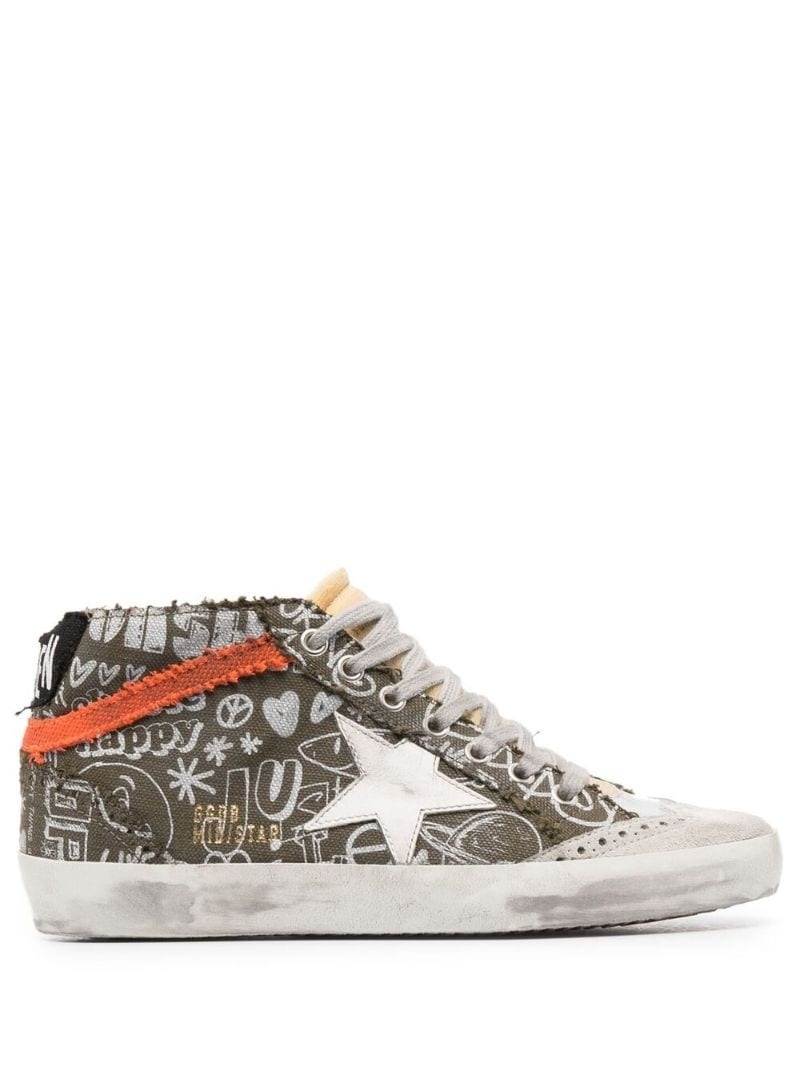Mid Star lettering print high-top sneakers - 1