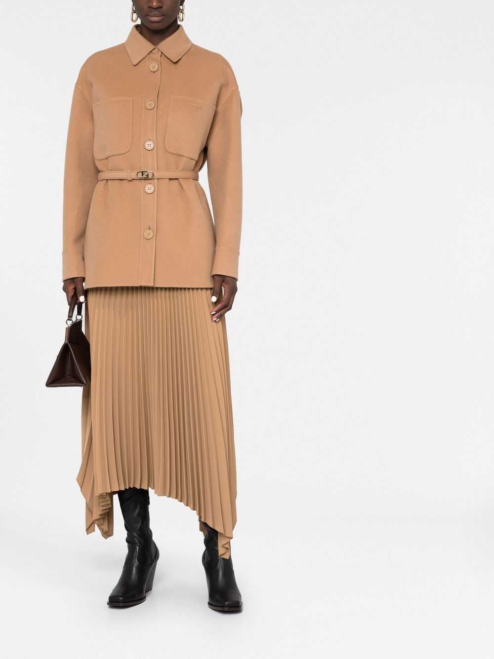 logo-buckle single-breasted coat - 2