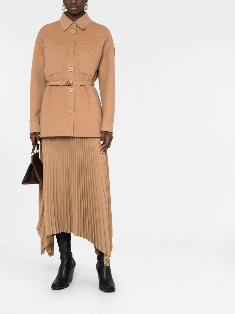 FENDI logo-buckle single-breasted coat outlook