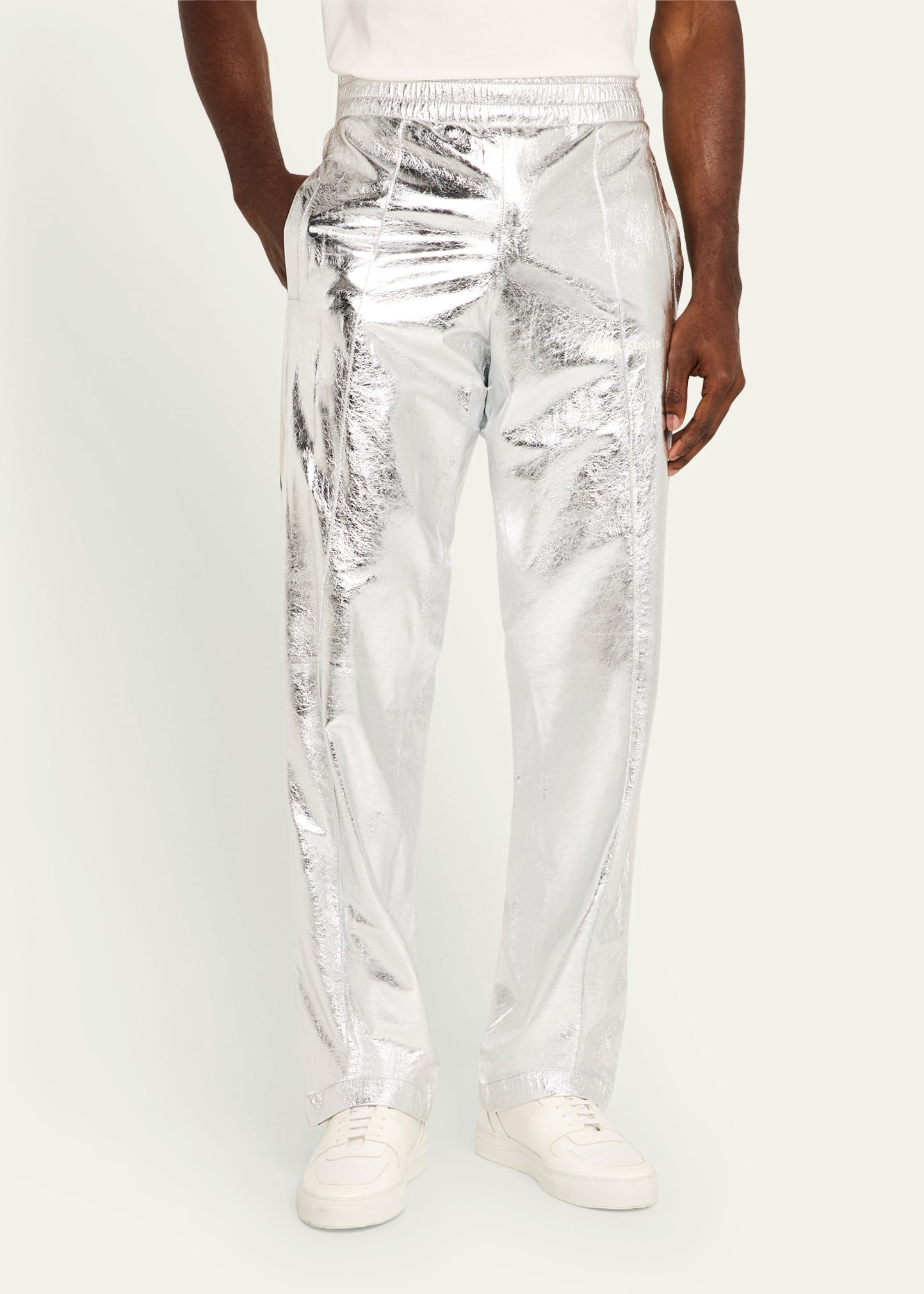 Men's Metallic Leather Track Pants - 4