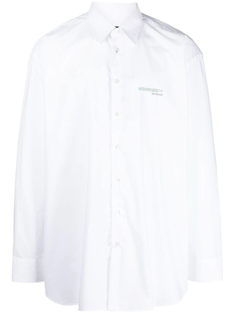 Big Fit Shirt With Embroidered Text In Back White - 1