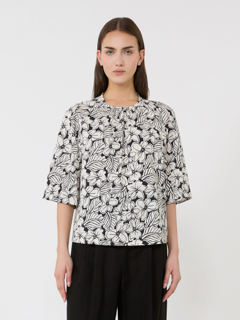 QUAGLIA Printed cotton poplin blouse - BLACK 3