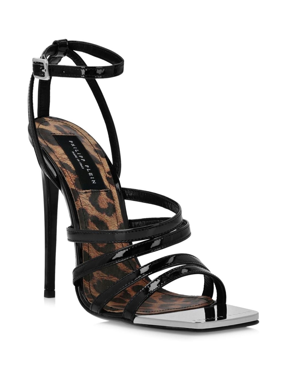 square-toe patent leather sandals - 2