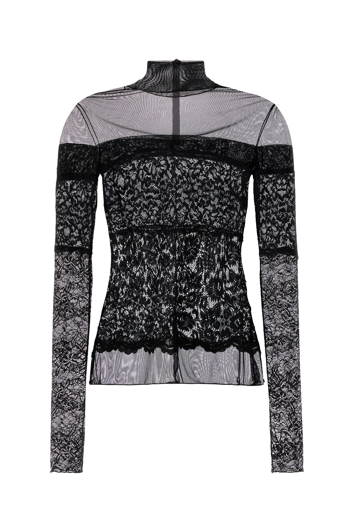 Black tulle and lace top - 1