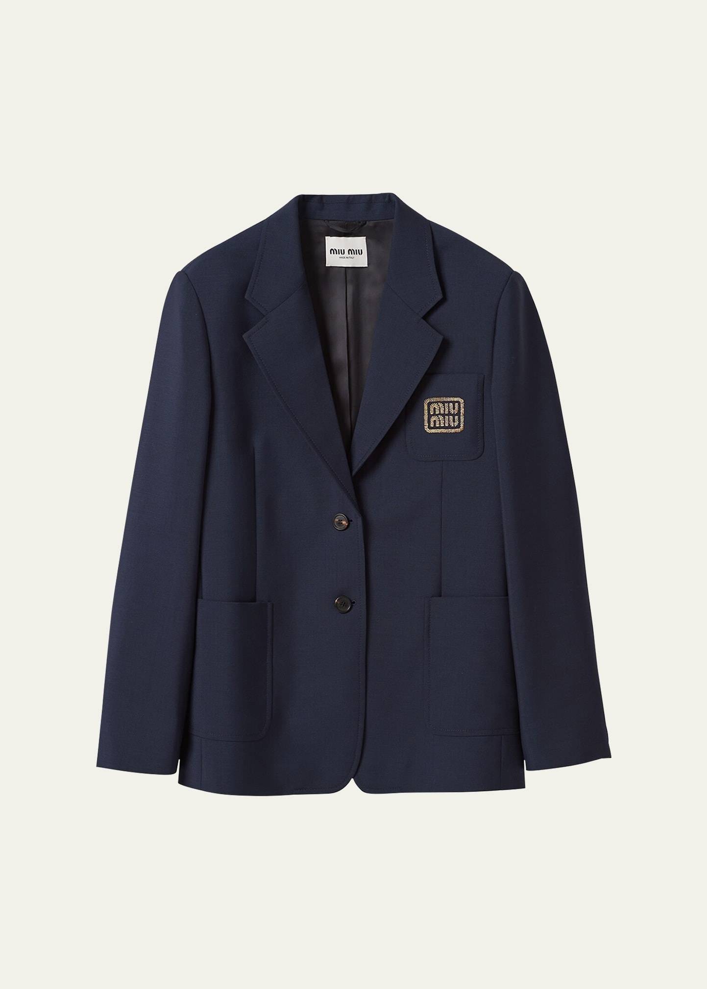 Logo-Embroidered Mohair Blazer - 1