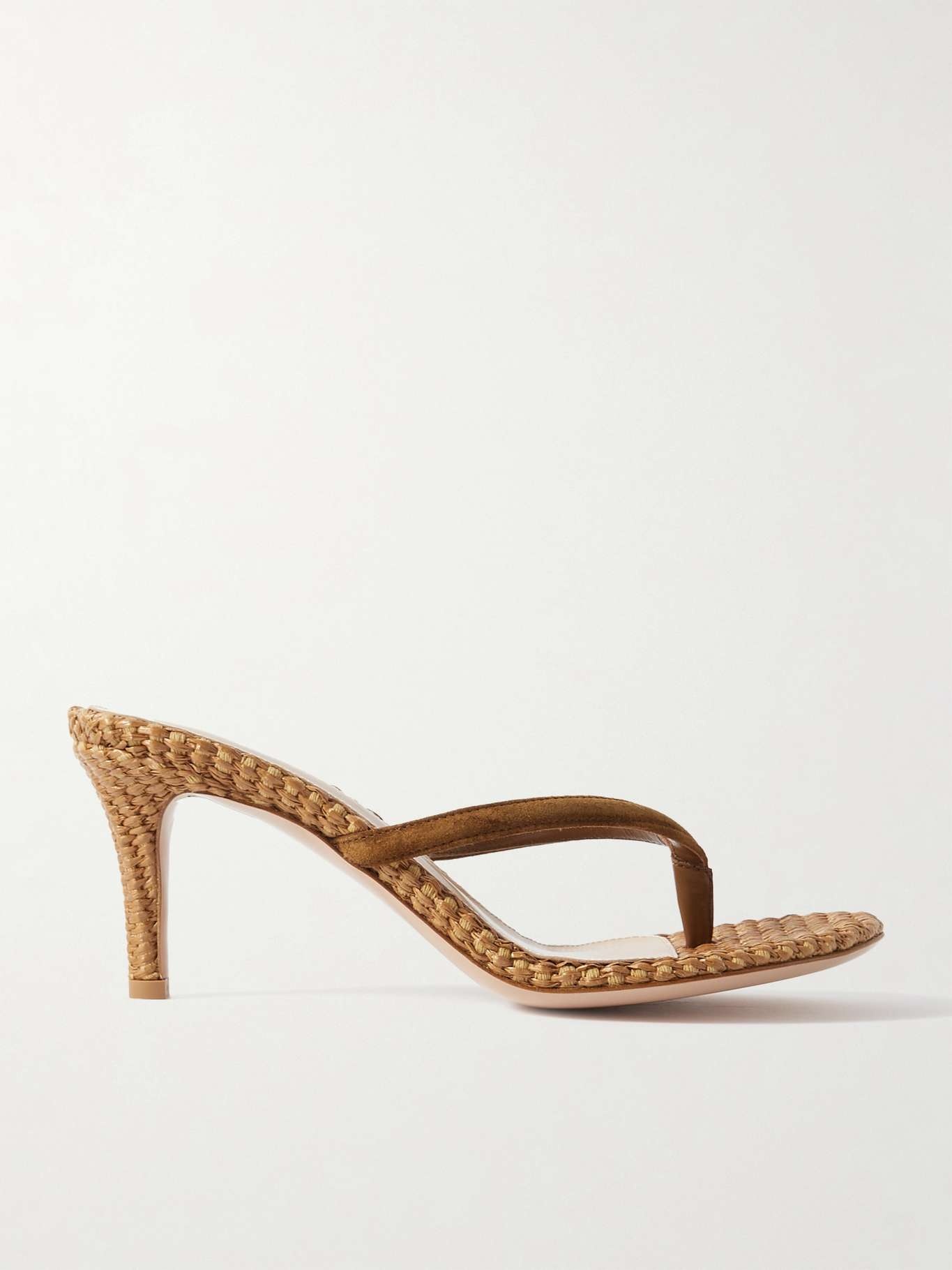 Calypso 70 suede-trimmed raffia sandals - 1