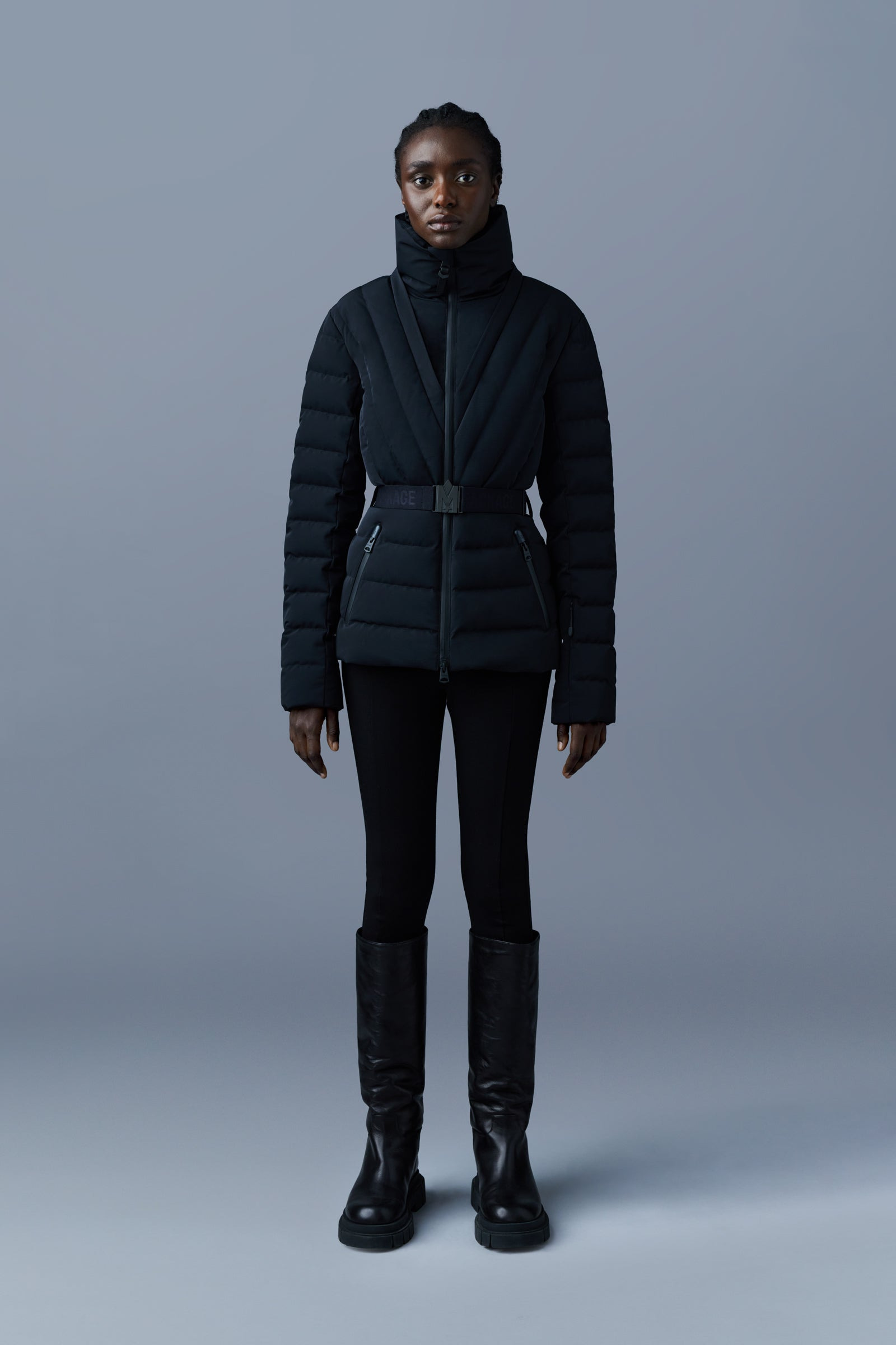 ELITA-SH Belted down ski jacket with fur trimmed hood - 5
