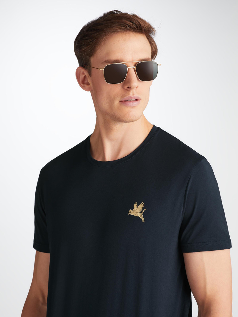 Derek Rose Men's T-Shirt Ripley 20 Pima Cotton Navy outlook